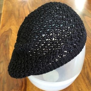 3/$20-Black with sparkly silver French style knitted Beret